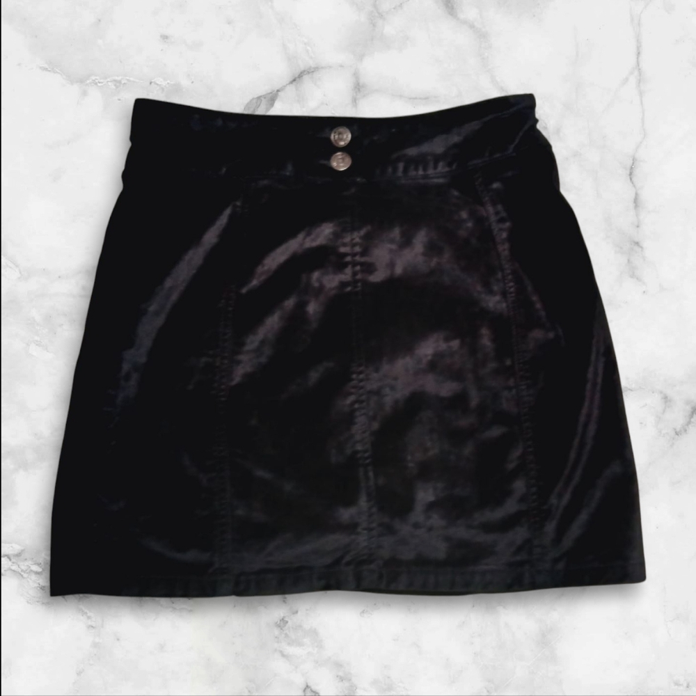 Free people Black Velvet Midi Skirt Size XS